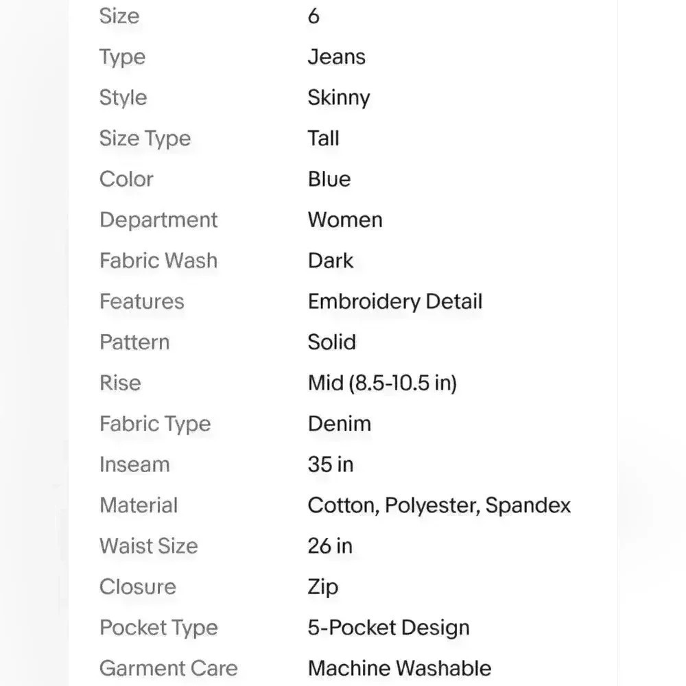 Alloy Apparel Power Stretch Medium Rise Dark Wash Embroidery Detail Skinny Jeans - Picture 9 of 9